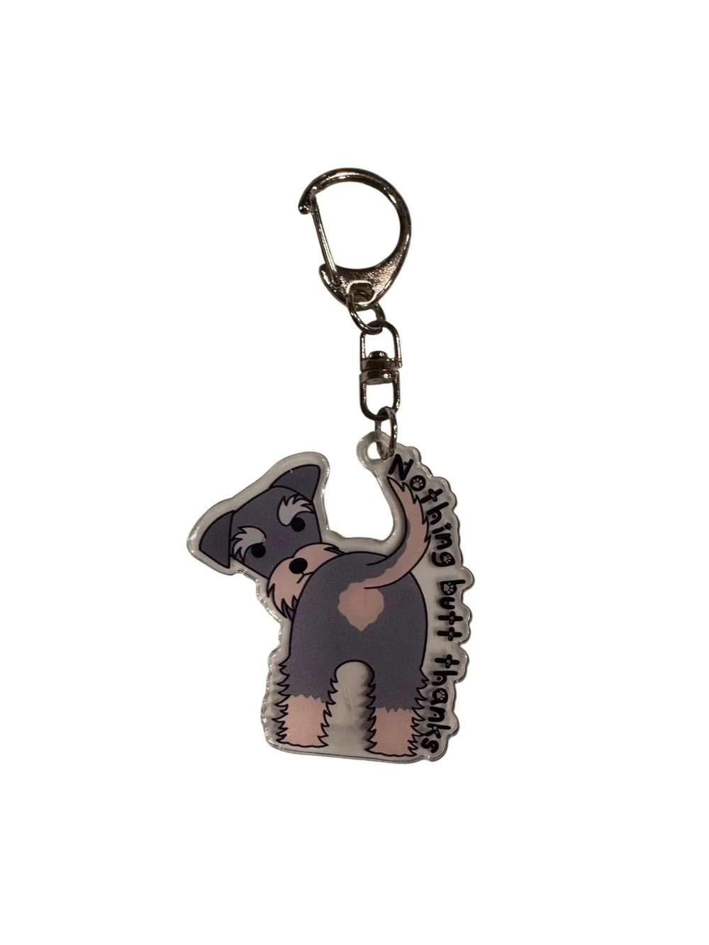 Cute Schnauzer Keychain Charm in Gray and Pink